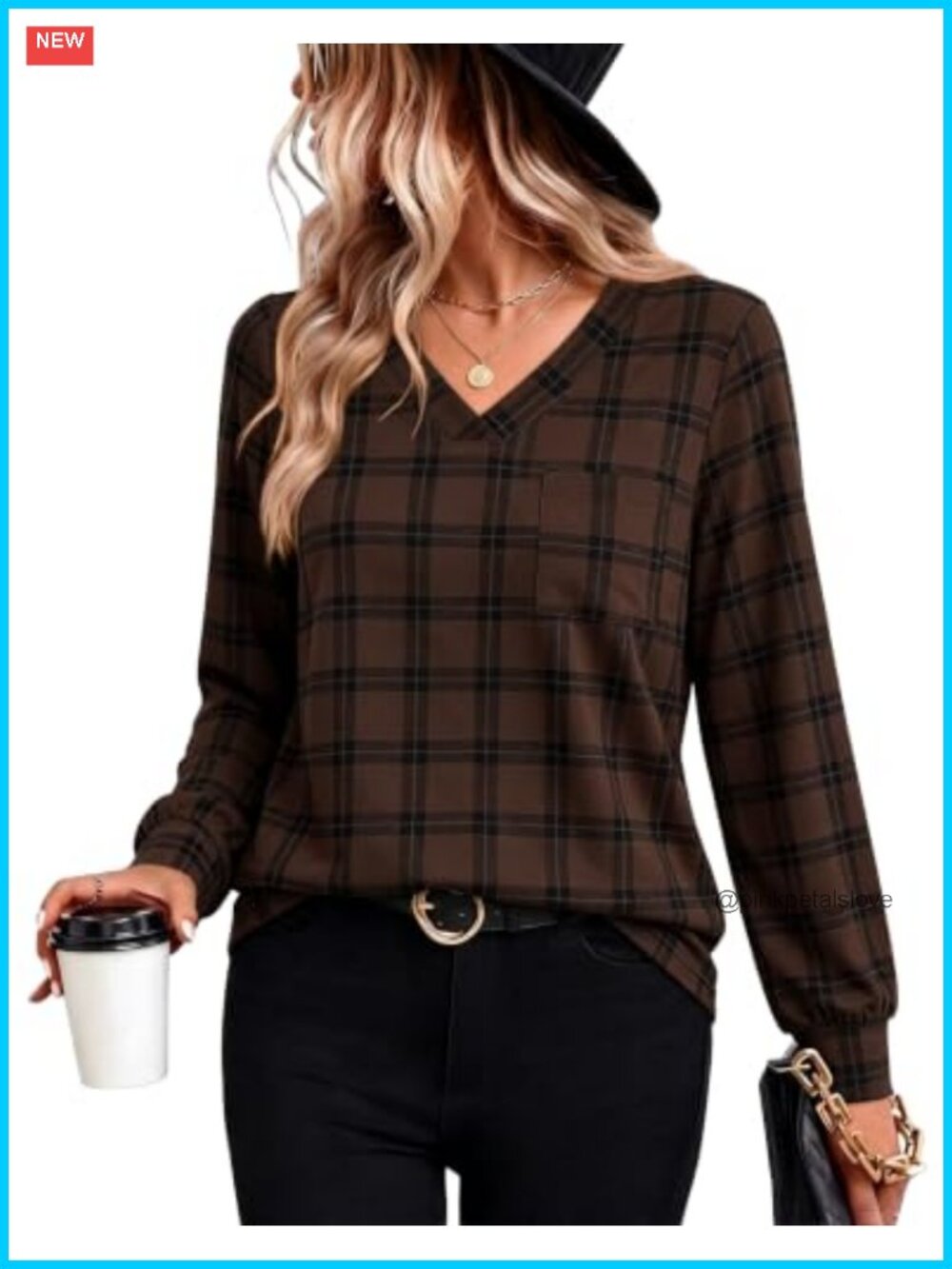 Womens V Neck Long Sleeve Tunic Top Loose Fit Casual Fall Blouse